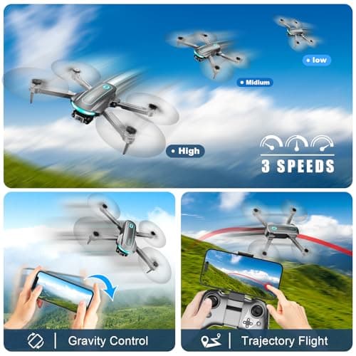 Drone with Camera for Adults and Beginners, 1080P HD FPV Foldable Mini Drones for Kids, 2 Batteries, Carrying Case, Trajectory Flight, Gravity Control, One-Key Takeoff/Landing, 360° Flip, Gift for Boy - Thumbnail 5