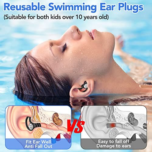 Swimming Ear Plugs Waterproof Earplugs - 3 Pairs Silicone Swim Ear Plugs for Adult Kids, Water Sports Earplugs for Showering, Bathing, Surfing - Keep Ear Water Out - Thumbnail 3