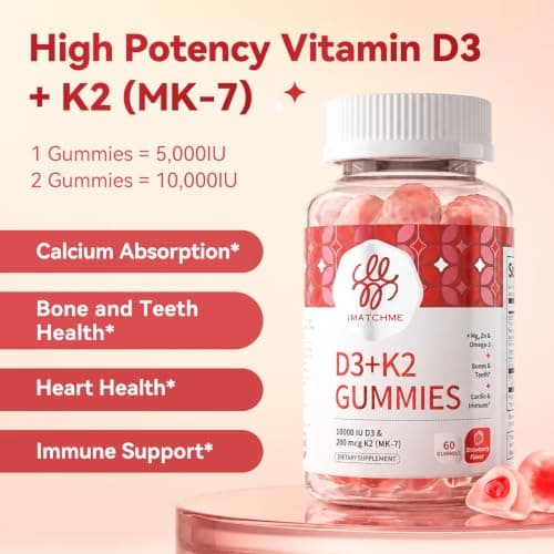 iMATCHME Vitamin D3 K2 Gummies 10000 IU, 60 Count - Thumbnail 2