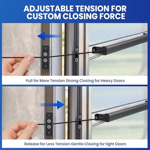 RVSNAIL 2-in-1 Aluminum RV Screen Door Handle Grab Bar with Automatic Closer, 16.5" Push Pull Bar, Adjustable Tension, Easy Install, Works with Most RV Camper Travel Trailer, Black - Thumbnail 6