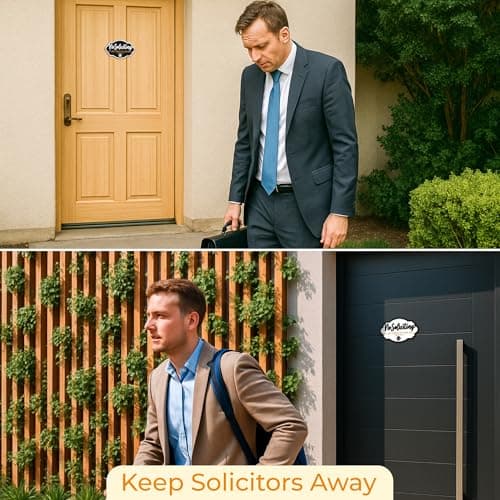 Woodamore No Soliciting Sign For House Door - 2 Pack Do Not Knock Or Ring Doorbell Signs For Front Door Hanging, No Soliciting Signs For Home, No Solicitors Sign For Office - Thumbnail 4
