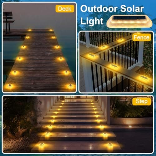 T-SUN Solar Deck Lights Outdoor Waterproof, Deck Lights Solar Powered, Driveway Marker Light for Fence Front Door, Step, Stair, Garden, Sidewalk, Pathway, Dock Porch, Backyard (Warm White, 8 Packs) - Thumbnail 3
