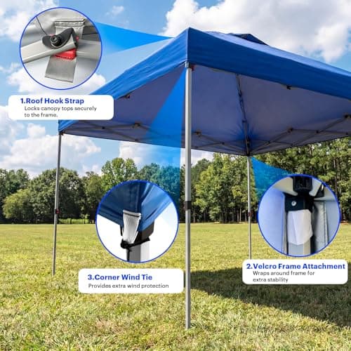 10x10ft Replacement Canopy Top with Air Vent— Instant Canopy Top Cover ONLY, Canopy Tent Top Cover for Straight Leg Canopy Frame - for Outdoor Garden Patio Sun Shade, No Frame(Navy Blue) - Thumbnail 5