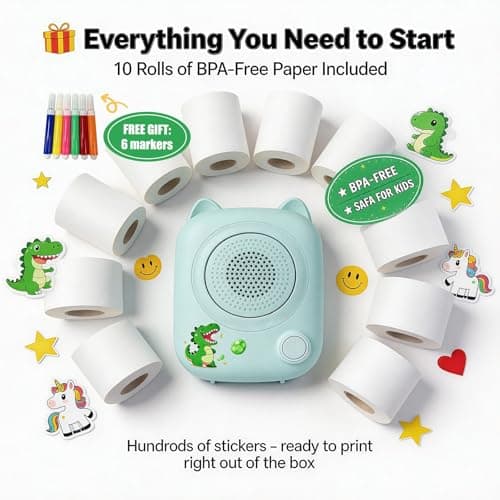 711TEK AI Voice Thermal Sticker Printer for Kids, Portable Inkless Mini Sticker Maker, Chat, Jokes & Homework Help, Screen-Free Creative Gift for Boys & Girls - Thumbnail 6