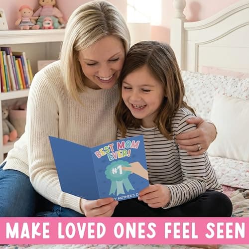 Hadley Designs Happy Mothers Day Card For Mom - 8x5.3in Mother's Day Card For Mom, Mother Gift Greeting Cards, Premium Single Mother Cards From Daughter and Son, Designed in USA - Thumbnail 4