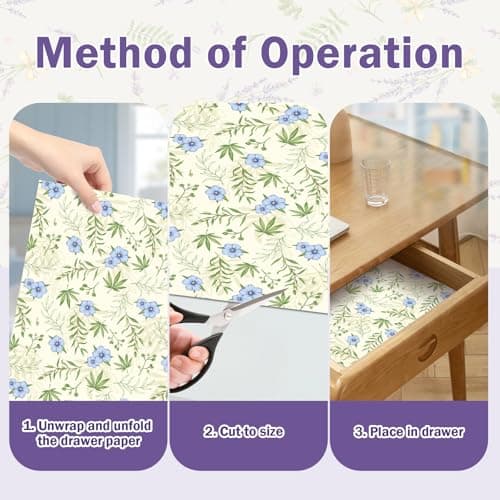 SCENTORINI Scented Drawer Liners for Dresser,6 Linen + 6 Lavender Scent Drawer Paper Liners, Paper Sheets Liner 14.3x19.5 Inch, for Fragrant Home Shelf Closet Bedroom Drawer - Thumbnail 5