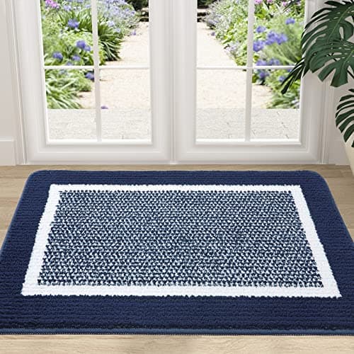 Colorxy Indoor Door Mat, Non-Slip Absorbent Resist Dirt Entrance Mat, Sturdy Low-Profile Inside Floor Mats, Washable Front Entry Doormats for Entryway, 36''x24'', Navy