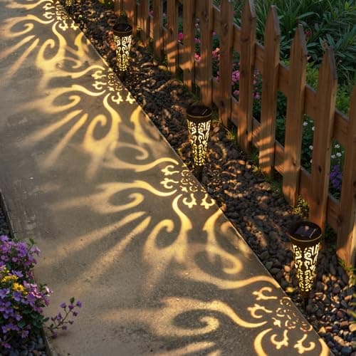 Go2garden 6Pcs Solar Lights Outdoor Garden Decor Gifts for Women Mom,Waterproof Conical Garden Stakes for Yard, Lawn, Pathway,Garden Lights Mothers' Day Birthday Gifts for Men(Black) - Thumbnail 3