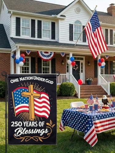 250 Anniversary USA Flag Garden Flags for Outside Double-Sided Patriotic Banner 12x18 Inch Yard Decor, Flag Only - Thumbnail 4