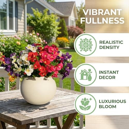 FULLMUSIC Artificial Flowers for Outdoor, 20 Pcs UV Resistant Realistic Pansies Fake Flowers for Indoor and Outdoor Garden, Porch, Patio, Window Box Decor All Year Round (20, Mixed Color) - Thumbnail 5