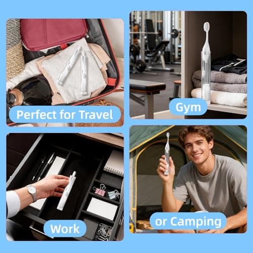 LRTOEH Travel Toothbrush with Built-in Toothpaste Container, Foldable Toothbrush with 2 Soft Brush Head, Portable Reusable Toothbrushes for Business Trips, Camping, Travel Size（White） - Thumbnail 6