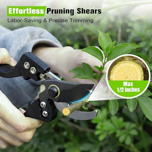 21"Garden Hedge Shears and 8"Pruning Shears Set,Manual Hedge Clippers with Steel Wavy Blades Heavy Duty Gardening Clippers,Sharp Pruners Scissors for Trimming Borders,Grass,Bush,Boxwood Yard Tools - Thumbnail 4