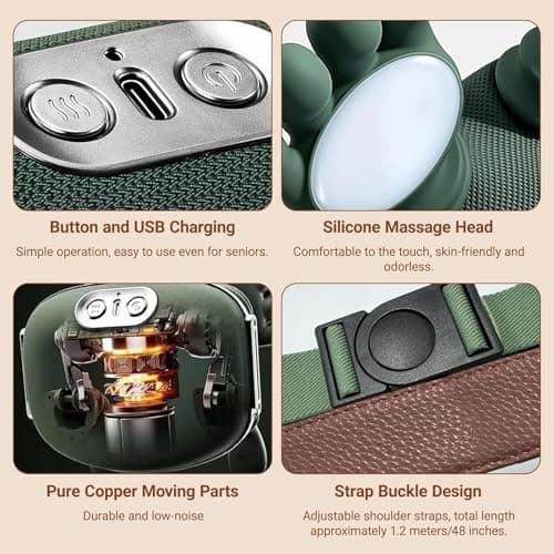 Qxrlithn Neck Massager with Heat, Simulating Authentic Palm-Style Neck and Shoulder Massage, 4D Kneading Massage Relieves Fatigue and Relaxes Muscle Tension(Green) - Thumbnail 4