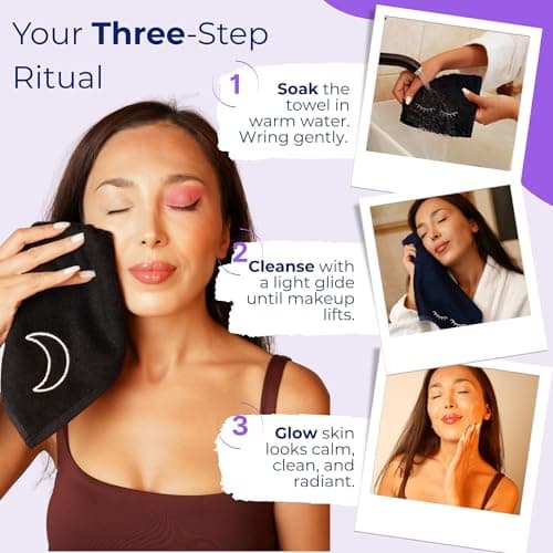 Marmaris Co. Luxury Black Makeup Washcloths for Face, 5-Pack Makeup Towels Face Washcloth, Viscose from Bamboo & Cotton - Thumbnail 4