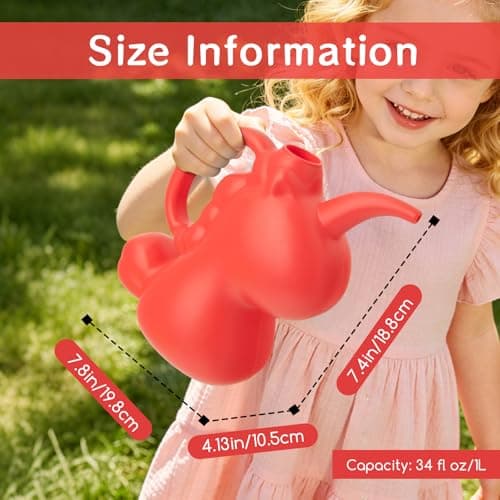 XXXFLOWER Unicorns Indoor Watering Can, 1 L Cute Animal Water Cans, Novelty Unicorns Shape Watering Pot for Office House Indoor Garden（Red） - Thumbnail 2