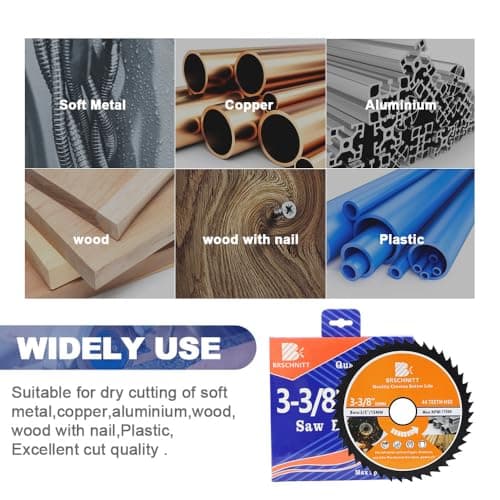 HSS Circular Saw Blade 3 3/8inch - BRSCHNITT 5pcs 44T 3/5"-3/8" Bore Cutting Discs for Cutting Wood, Copper, Aluminum, Plastic and Soft Metal - Thumbnail 4