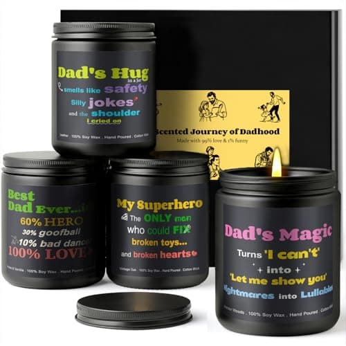 Aeraroma Scented Candles for Men, Funny Gifts for Father Husband, 4 Pack Soy Wax Candle Set (Leather, Oak, Vanilla, Lavender), Long Lasting Stress Relief Home Decor for Birthday Father's Day - Image 1