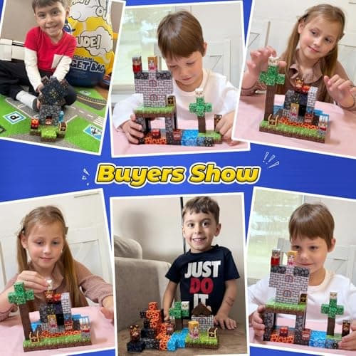 100PCS Magnetic Blocks -Build Mine Magnet World Forest & Lava Set, Magnet Building Toys for Kids Ages 5-7, STEM Sensory Toddler Toys for 3+ Year Old Boys & Girls, Creativity Birthday Gifts for Child - Thumbnail 3