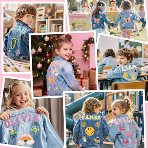 Individz Personalized Kids Denim Jacket with Name, Custom Girls Jean Jackets Clothes, 1-10 Years Old Boys Girls Birthday Easter Gifts - Thumbnail 2