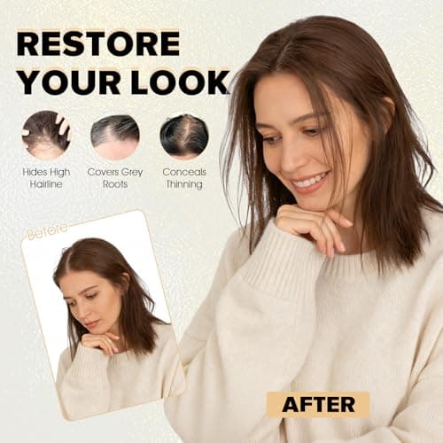 TESS Hair Toppers for Women Hair Pieces for Women with Thinning Hair Clip in Handmade Lace Base 3 Clips, 3.2 × 4.5 Inch, 12 Inch, Dark Brown - Thumbnail 2