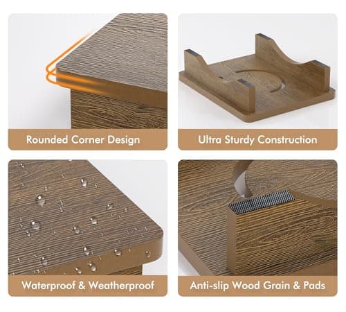 Y&M One Step Stool for Adults Seniors, Waterproof HDPE Bedside Support Step Stool with Non-Slip Foot, 3.5" Heavy Duty Bed Step for High Beds, Bedroom, Office, Kitchen, Living Room – Rustic Brown - Thumbnail 6