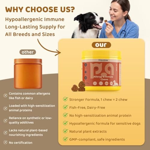 Hipypaw Dog Allergy Relief Chews - Dogs Chew for Itching Relief and Skin Allergy- Soft Probiotics Chew for Dogs Digestive Health Gut Health & Immune System-Skin and Coat Health-100ct - Thumbnail 6