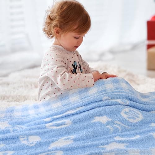 Blue Planet Baby Blanket – Knitted Space-Themed Throw for Baby Boys, Galaxy Nursery Décor & Newborn Shower Gifts – Soft & Breathable, 30x40 Inch - Thumbnail 5