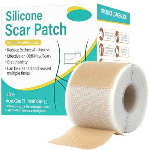 Silicone Scar Sheets(1.6” x 120” Roll-3M), Reusable Silicone Scar Tape for Surgical Scars, C-Section Scars, Stretch Marks, Hypertrophic Scars, Burn Scars, Tummy Tuck and Keloid Scars