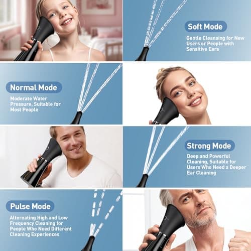 Electric Ear Wax Removal System, Water Powered Ear Cleaning Tool with Irrigation Flusher, 6 Tips, 4 Pressure Settings - Safe & Effective for Ear Wax Buildup Flushing and Cleaning - Thumbnail 5