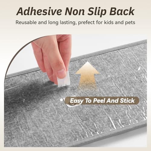 PADOOR Stair Treads Landing Rugs Non Slip,3D Peel and Stick Stair Treads for Wooden Steps,Square Washable Stair Runner Indoor for Kids,Elders and Pets,31"x31", Grey - Thumbnail 4