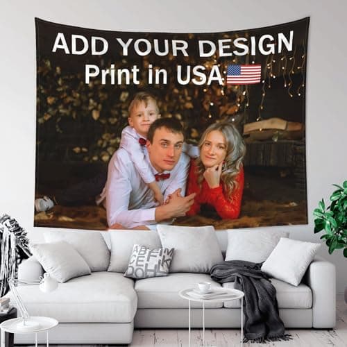 ANSTING Custom Tapestry with Photo, Ships Next Business Day, Print in USA, Personalized Picture Text Wall Hanging Banner Customized Image Background for Bedroom Decor (80x60in) - Thumbnail 2