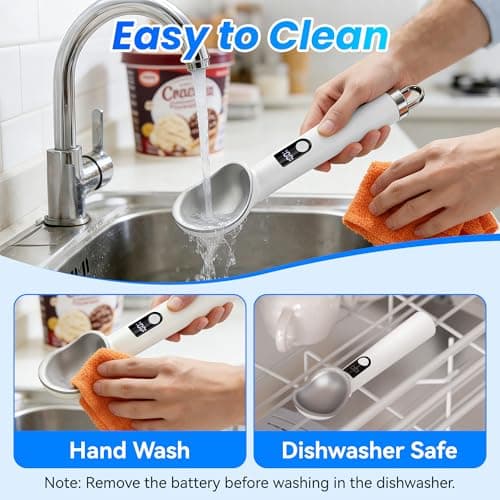 Vabaso Upgraded Heated Ice Cream Scoop with Removable Battery, Electric Ice Cream Scooper with LED Display, Dishwasher Safe, Heats to 158°F for Hard Ice Cream - Easy for Seniors - Thumbnail 5