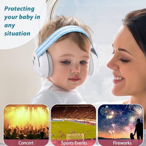 Laudexua Baby Ear Protection, Noise Cancelling Headphones for Babies and Toddlers Up to 36 Months, Comfortable Infant Ear Muffs for Effectively Hearing Protection & Help Sleep (Blue) - Thumbnail 5