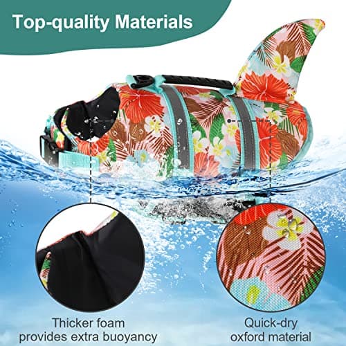 Fragralley Shark Dog Life Jacket, Adjustable Dog Life Vest with Shark Fin, Suit for Small Medium Large Dog Life Vest for Swimming, Boating, Pool, Beach - Thumbnail 4