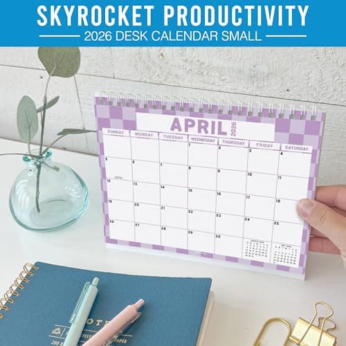 Small Desk Calendar 2026-18-Month 2026 Desk Calendar Small for Home, Office & Classroom, Standing Flip Desks Calendars 2026-2027, Gifts for Coworkers, Teachers & Students - Thumbnail 6