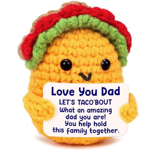 Dad Fathers Day Birthday Gifts from Daughter Son Wife, Best Dad Ever Cool Funny Cute Small Gifts for New Single Step Dads Thank You Daddy Present Valentines Christmas Handmade Crochet Taco Gift