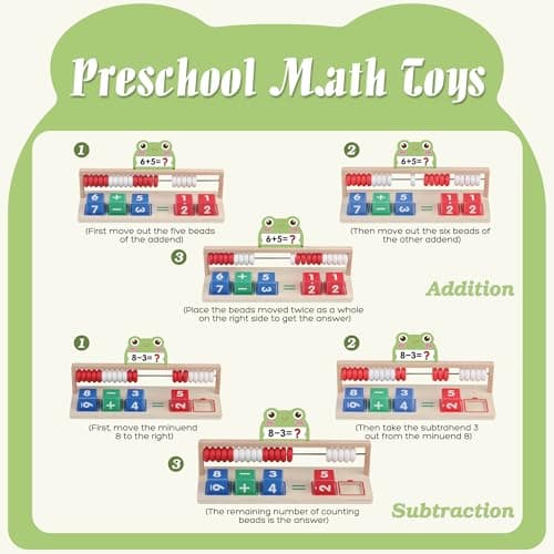 Ranqibo Wooden Math Learning Toys, Number Blocks Toys, Abacus for Kids Math,Montessori Toys for 3-5 Year Old Boys Girls Birthday Gifts - Thumbnail 4