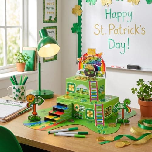 LEKSON St. Patrick’s Day Leprechaun Trap Craft Kit for Kids, Rainbow Treasure DIY Decoration Scene with Path, Signs & Accessories, Classroom & Holiday Activity Set - Thumbnail 3