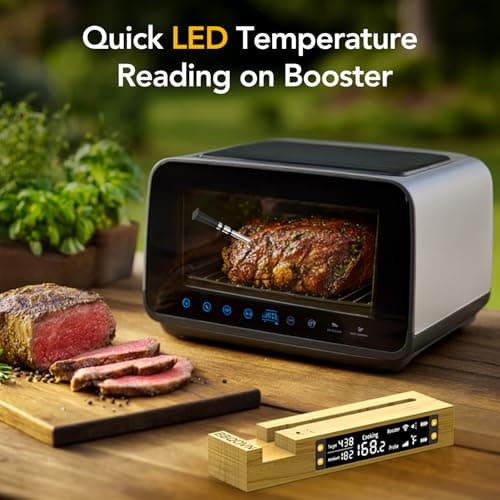 BBQOVN WiFi Sub-1G Wireless Meat Thermometer Unlimited Range, Check Temp Anywhere,7 NIST Certified Sensors with Ambient Temp, Monitor for BBQ, Grill, Oven, Smoker, Air Fryer (Harvest Bamboo) - Thumbnail 3