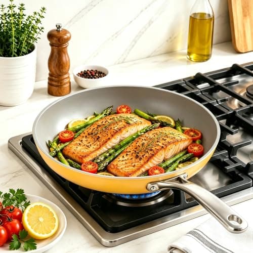 3-Piece Ceramic Nonstick Cookware Set- PFAS/PTFE/PFOA-Free, Interior & Exterior Ceramic Coating -Easy to Clean- Kitchen Storage - Thumbnail 4