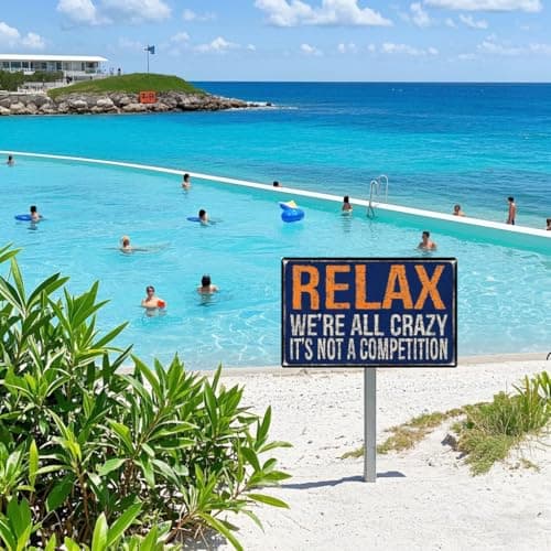 Carastora Vintage Metal Sign – “Relax, We're All Crazy. It's Not a Competition” Funny Quote – 8x12 Inch Tin Wall Decor for Home, Dorm, Cafe, - Thumbnail 3