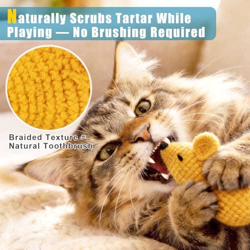 Retro Shaw Catnip Toys Crochet Mice Cat Toys, 3 Pcs Durable Yarn Cat Mouse Toys for Indoor Cats, Stuffed with Natural Catnip & Silvervine Blend, Handmade Interactive Kitten Chew Toy for Teeth Cleaning - Thumbnail 3