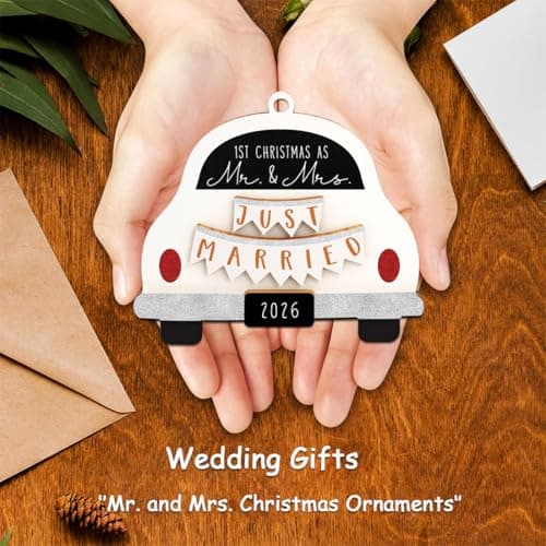 First Christmas Married Ornament 2026, Our First Christmas As Mr and Mrs Christmas Ornament - Bridal Shower Gift, Marriage Gifts, Wedding Gifts for Couples, Gift for Newlyweds - Thumbnail 5