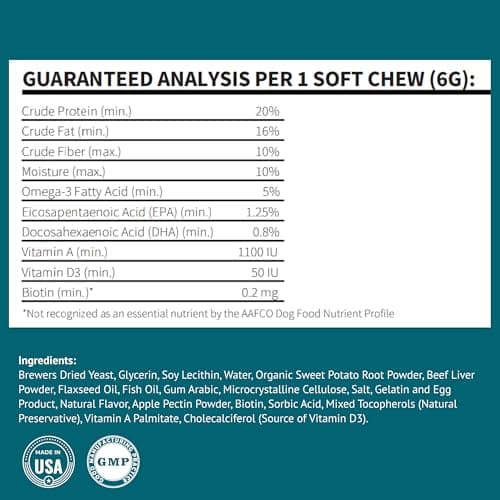 VetsLeaf Skin & Coat Dog Chews – Collagen, Omega-3, EPA & DHA for Skin Health & Coat Shine – Antioxidant-Rich Supplement with Vitamin A & D3 – Supports Brain, Energy, and Balanced Blood Sugar - Thumbnail 5
