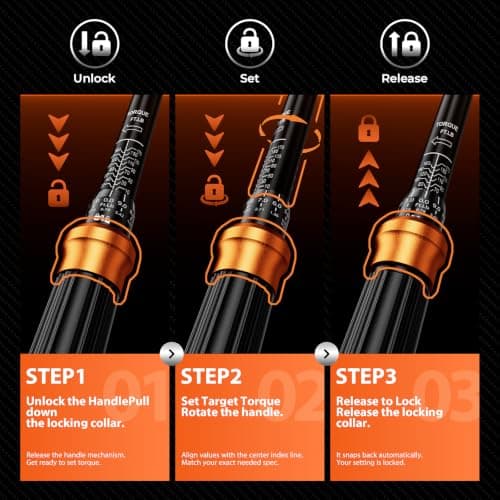 SUZUME 3PCS Torque Wrench Set 72 Teeth Dual-Direction Adjustable Torque Wrench Dual-Scales 1/4 & 3/8 & 1/2-Inch ±3% Accuracy Click Torque Wrenches for Bicycle, Motorcycle, Car,Maintenance - Thumbnail 2