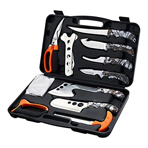KNINE OUTDOORS Hunting Deer Knife Set Field Dressing Kit Portable Butcher Game Processor Set, 12 Pieces - Thumbnail 2