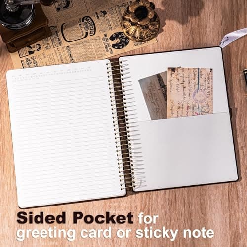 FLYING EAGLE 300 Pages Thick Spiral Notebook Journaling Notebooks Vintage Velvet Journal for Women Men A4 Lined Journals for Writing with Gift Box, 8.5 x 11in, Brown - Thumbnail 4