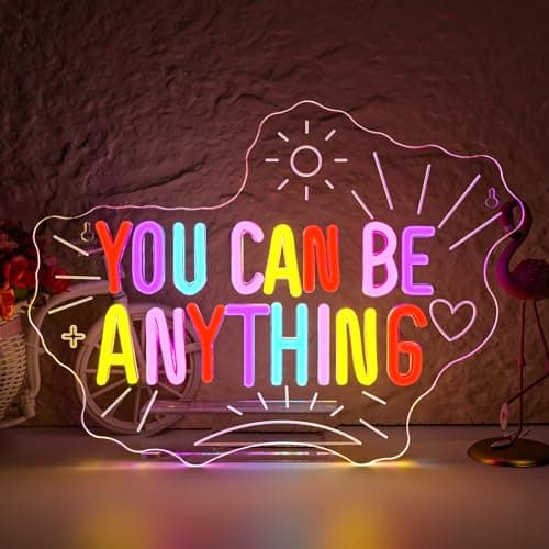VVYXX You Can Be Anything Dimmable Neon LED Sign for Wall Decor Kids Wall Art Positive Just Read Book and Chill Classroom Decor USB Neon Light Bedroom Birthday Party Classroom Backdrop Aesthetic Decor - Image 1