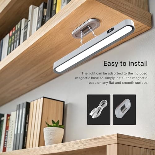 AKSDA Rechargeable Under Cabinet Lighting, 2600mAh Magnetic Mirror Light with Battery Level Display, 3 Color Temperatures Adjustable Dimmable Wireless Closet Lights for Kitchen, Bedside, Counter - Thumbnail 5