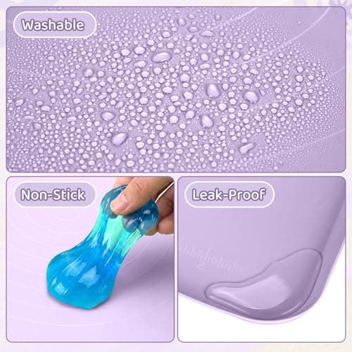 Extra Large Silicone Painting Mat for Crafts, 24”x 19” Waterproof Art Mat with Raised Sides, for Paint, Clay Playdough, & Jewelry-Making (Purple) - Thumbnail 5